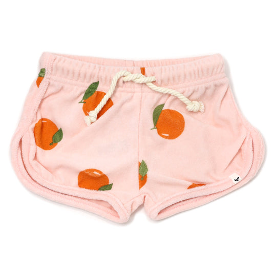 Oranges Print Drawstring Terry Track Short