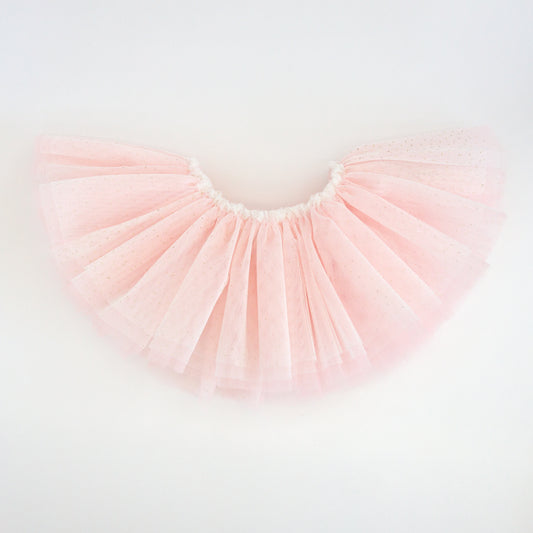 Frill Tutu Ivory/Gold Over Light Blush Tulle