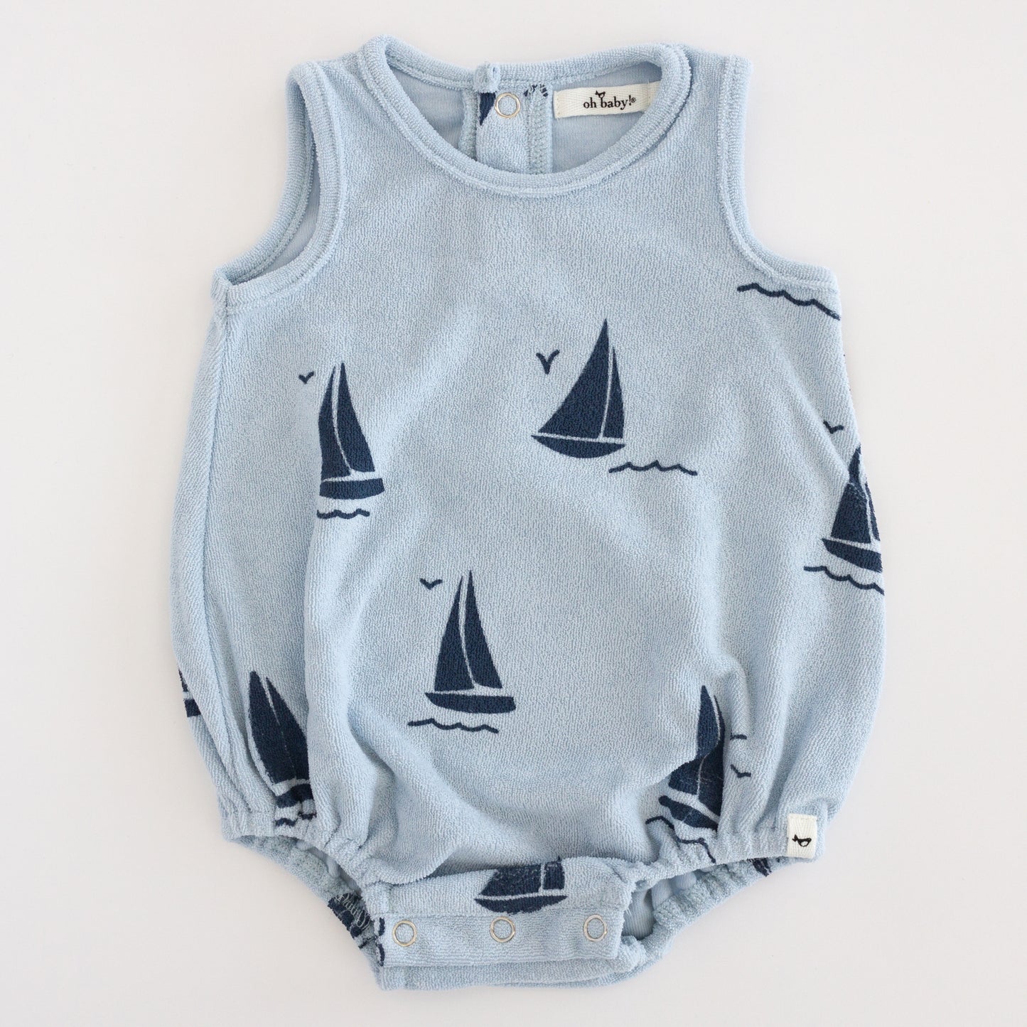 Denim Sailboat Print Terry Bubble